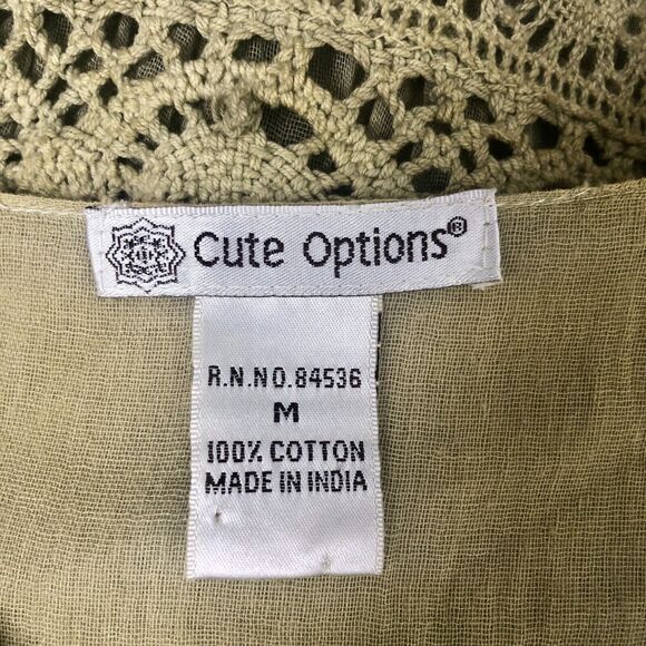 Boho Maxi Dress Green Cotton Crochet Lace Pullover Sundress - Picture 7 of 15